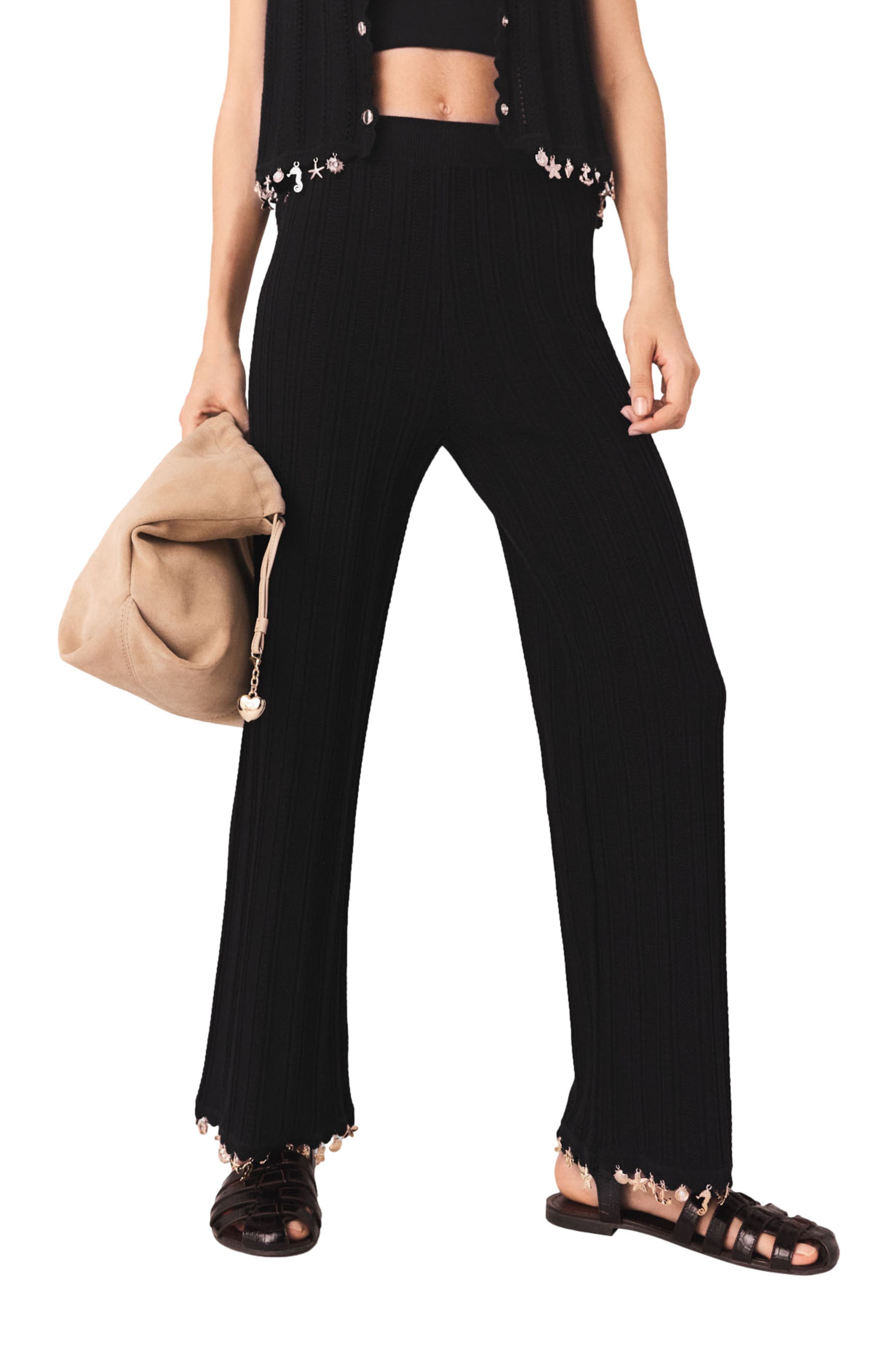 Jewelled knit trousers