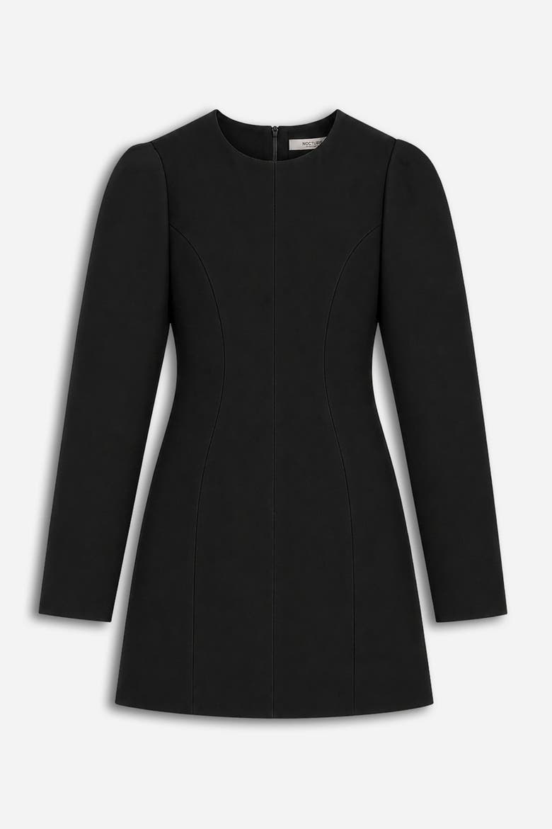 Balloon Sleeve Structured Mini Dress, Alternate, color, Black