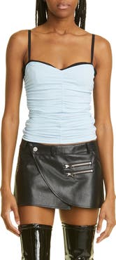 Miaou Renzo Ruched Mesh Tube Top