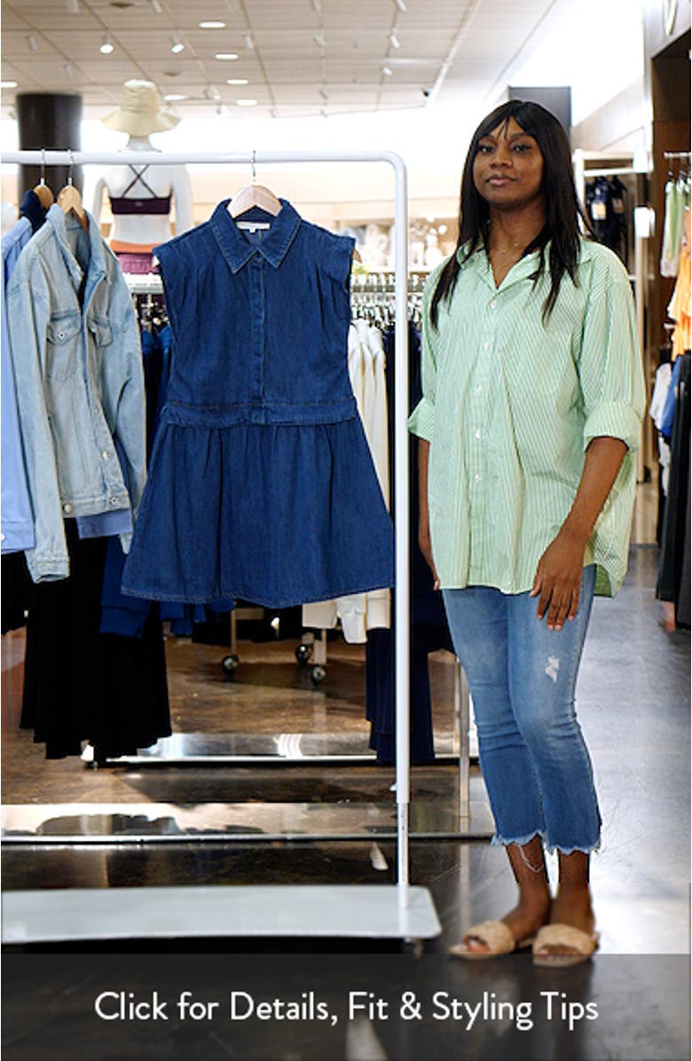 Denim Babydoll Mini Shirtdress, sales video thumbnail