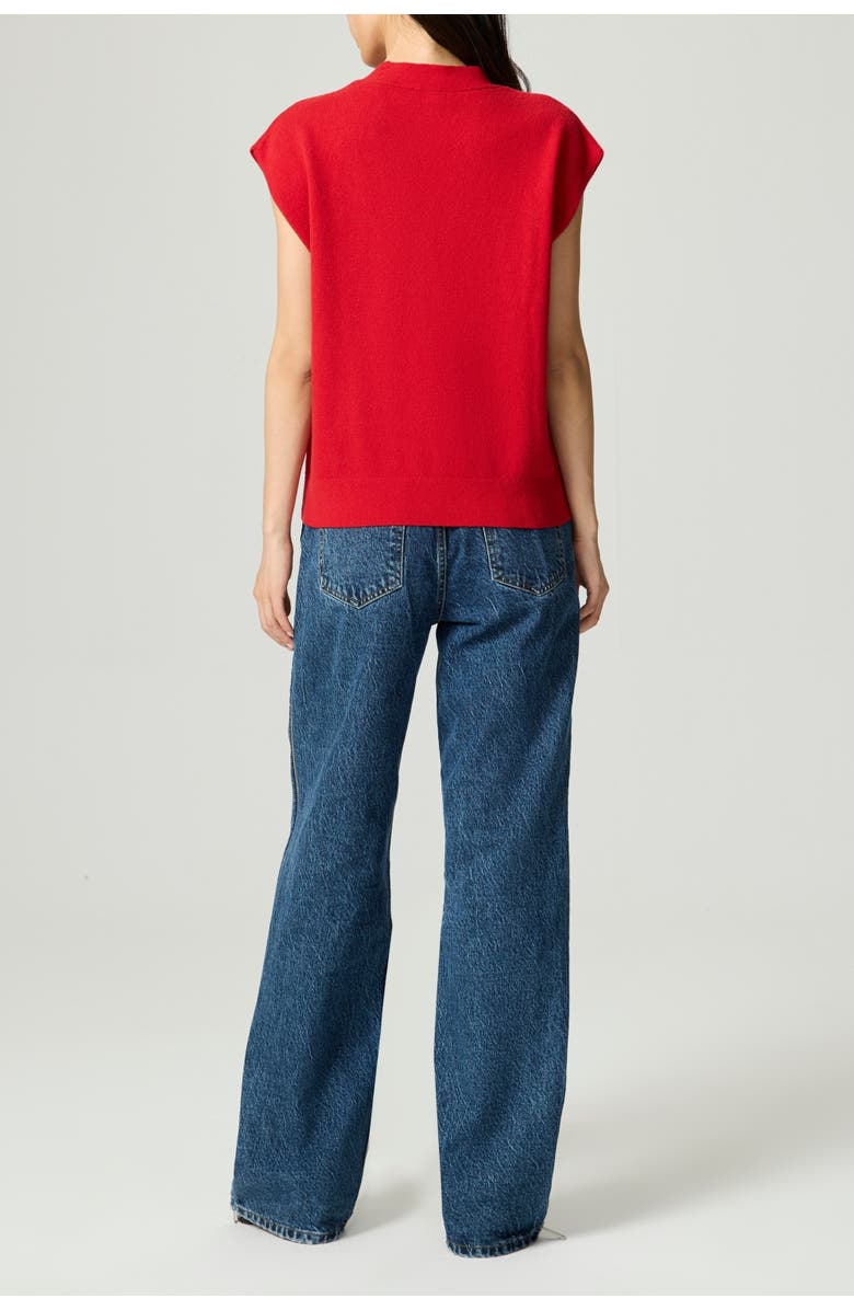 Nocturne Embellished V-Neck Knit Sweater Vest, Alternate, color, Red