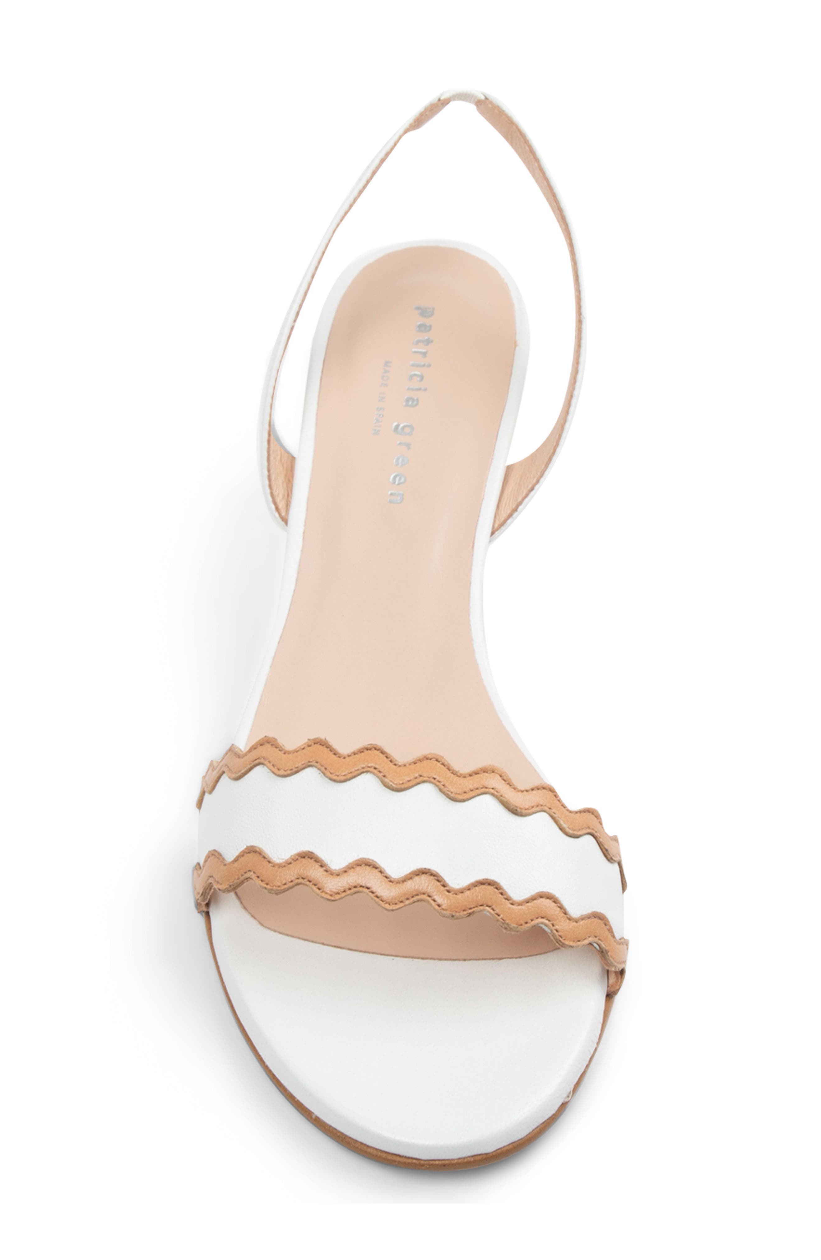 patricia green Panama Slingback Kitten Heel Sandal, Alternate, color, White/ Beige Leather