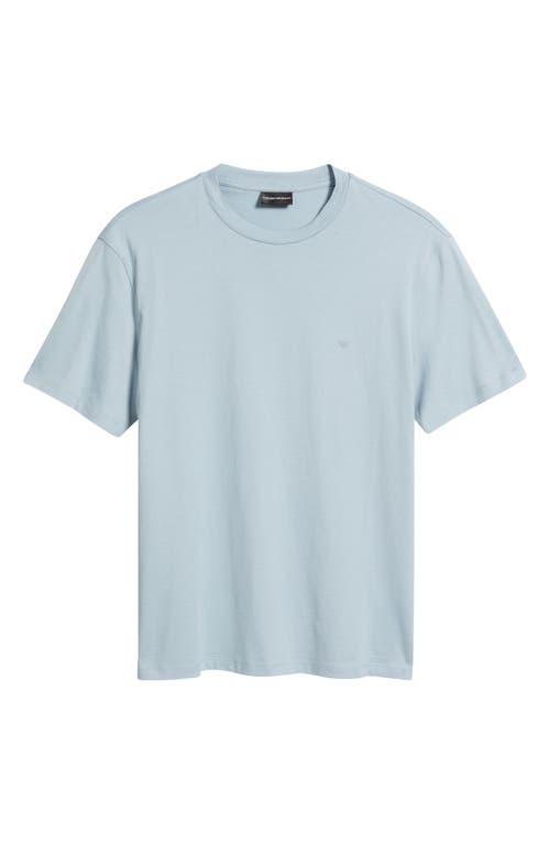 Emporio Armani Logo Embroidered Cotton T-shirt In Blue