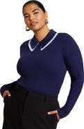 ELOQUII Double Collared Sweater