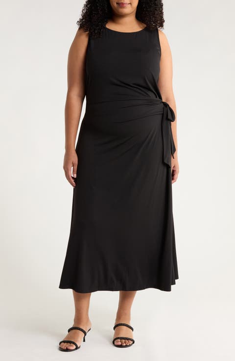 Amary Tie Waist Knit Midi Dress (Plus)