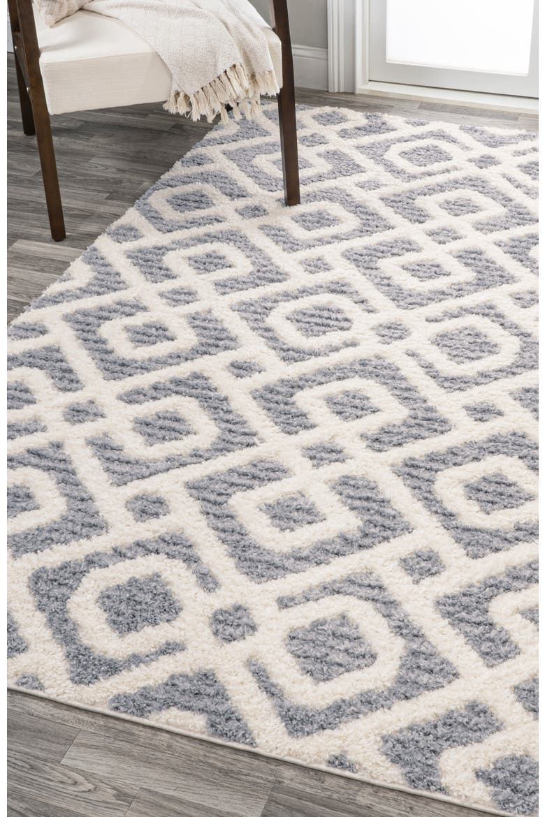 Astrid Retro Trellis High-Low Area Rug, Alternate, color, Cream/Gray