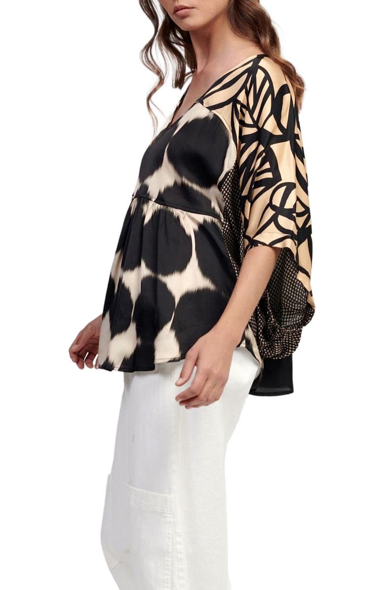 Alembika Serene mixed print V-neck blouse, Alternate, color,