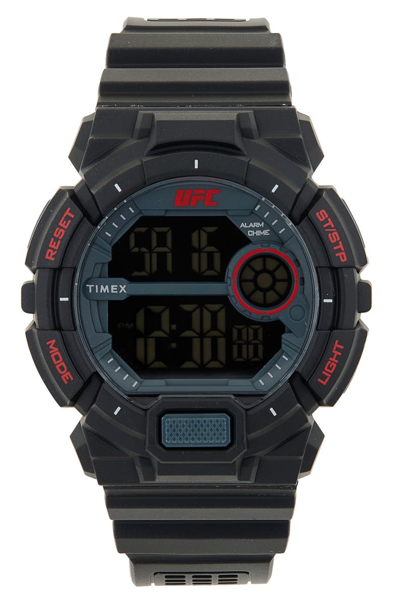 Timex<sup>®</sup> x UFC Striker Silicone Strap Digital Watch, 50mm, Main, color,