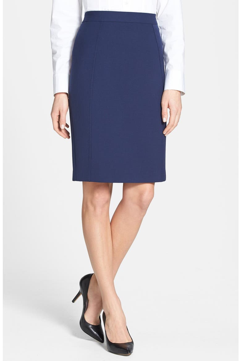 Seamed Pencil Skirt, Main, color, NAVY PEACOAT
