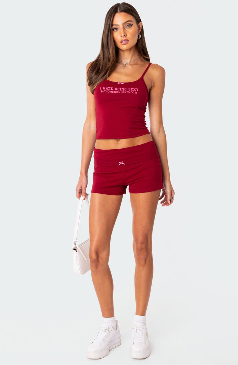EDIKTED Too Sexy Crop Camisole, Alternate, color, Burgundy