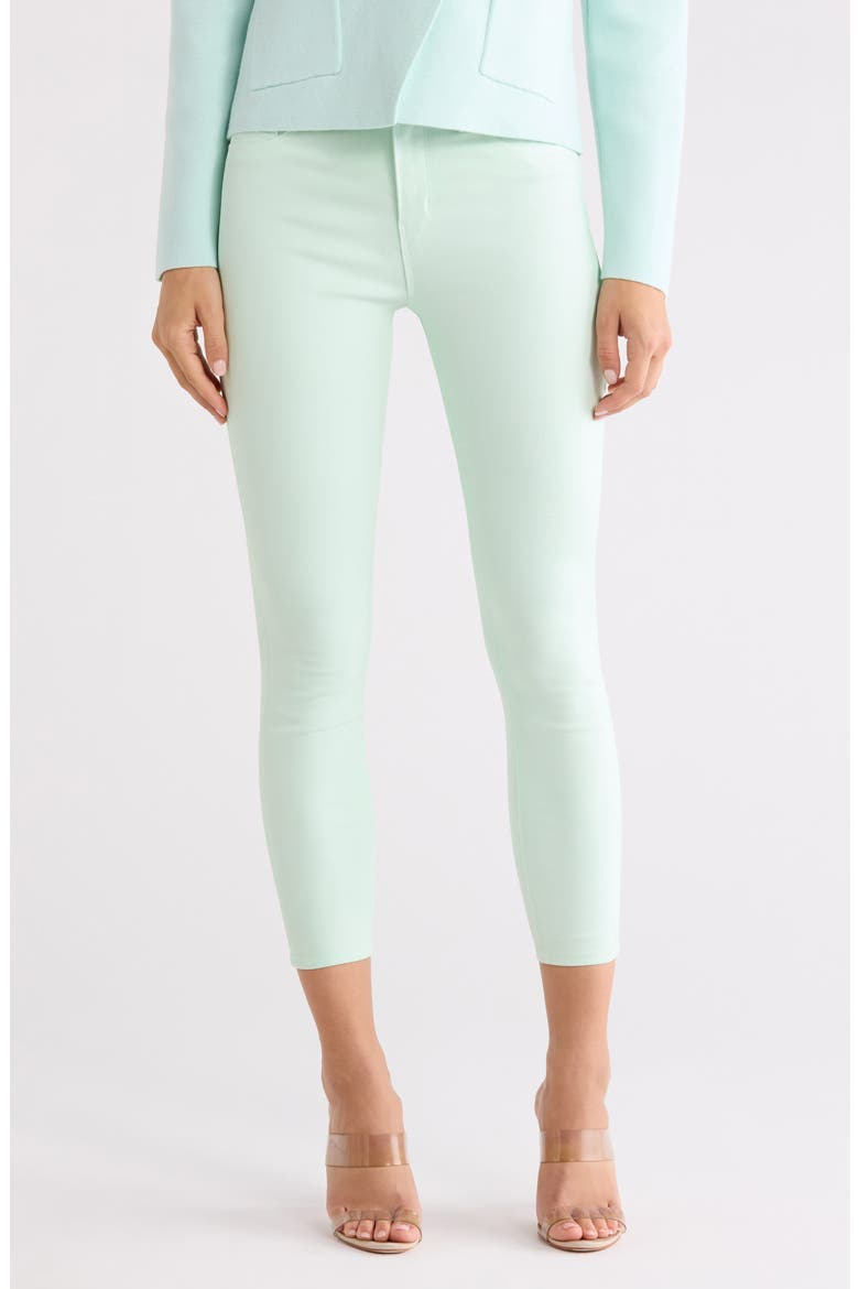 Margot Coated Crop High Waist Skinny Jeans, Main, color, PALE JADE COATED