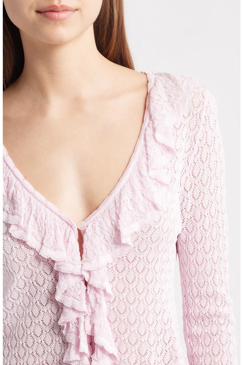 Nilah Ruffle Pointelle Cardigan, Alternate, color, LOTUS PETAL