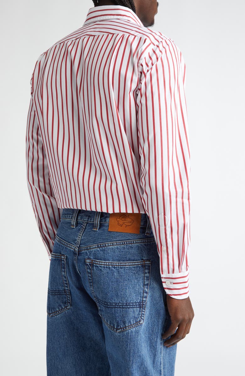 Drake's Stripe Cotton Poplin Button-Up Shirt, Alternate, color, 