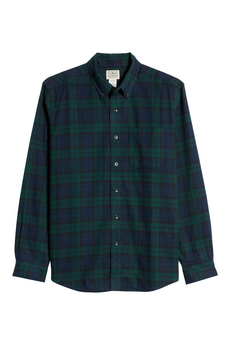 Men's Traditional Fit Scotch Plaid Button-Down Flannel Shirt, Alternate, color, BLACK WATCH