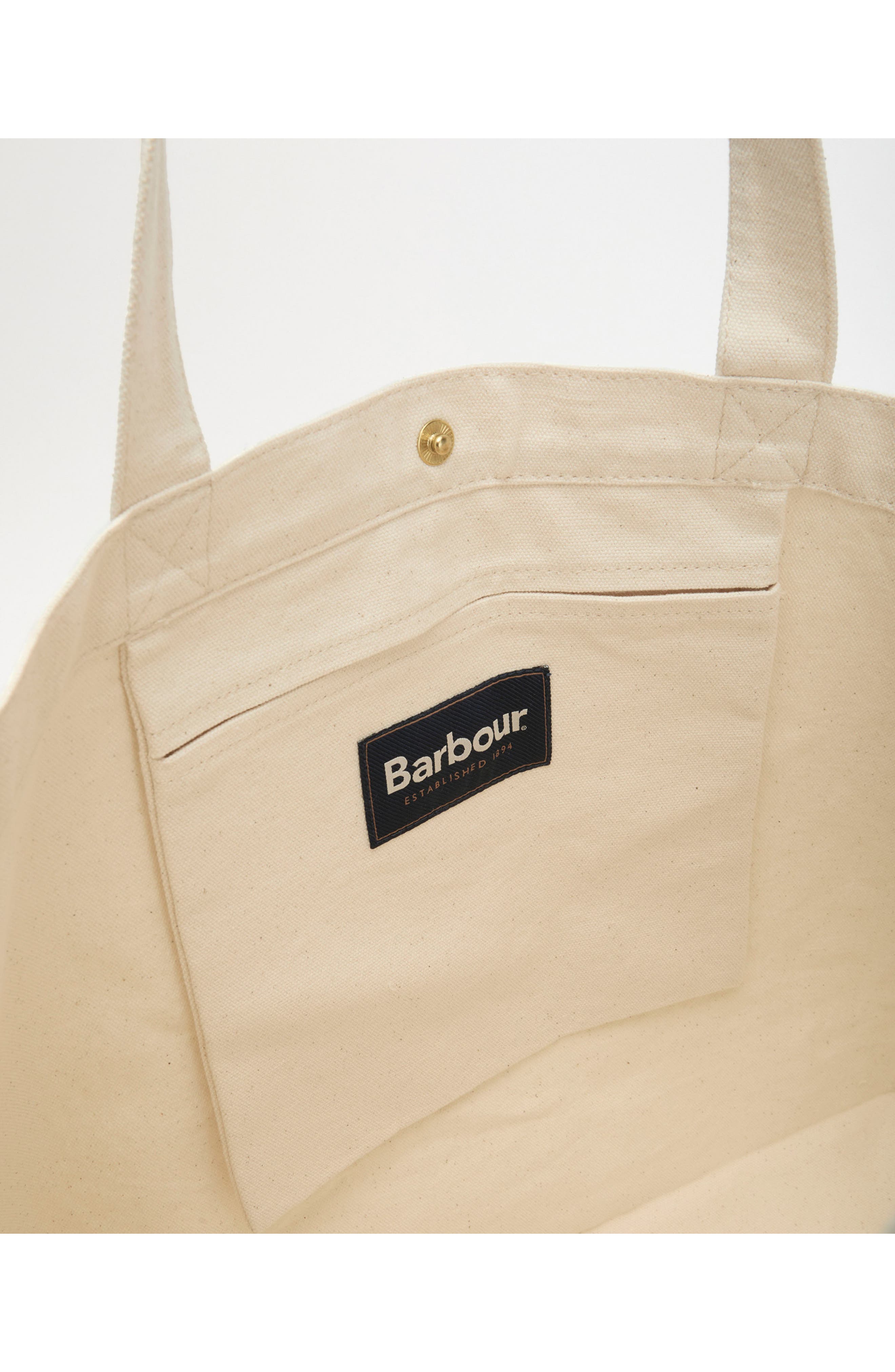Barbour Script Cotton Canvas Tote, Alternate, color, Red Logo