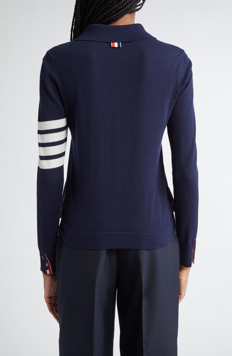 Thom Browne 4-Bar Jersey Stitch Cardigan, Alternate, color, Navy