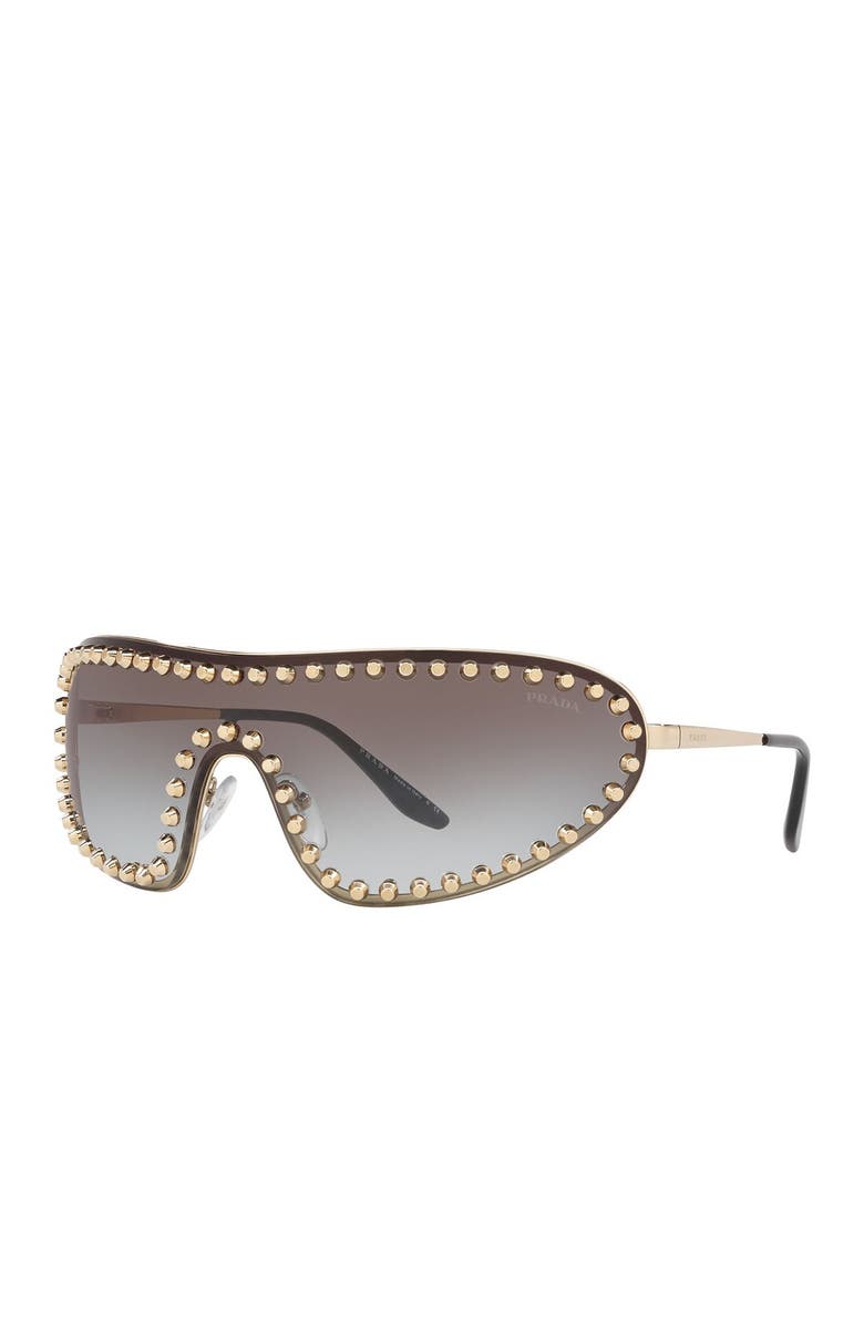 Prada 170mm Studded Gradient Wraparound Shield Sunglasses, Alternate, color, 