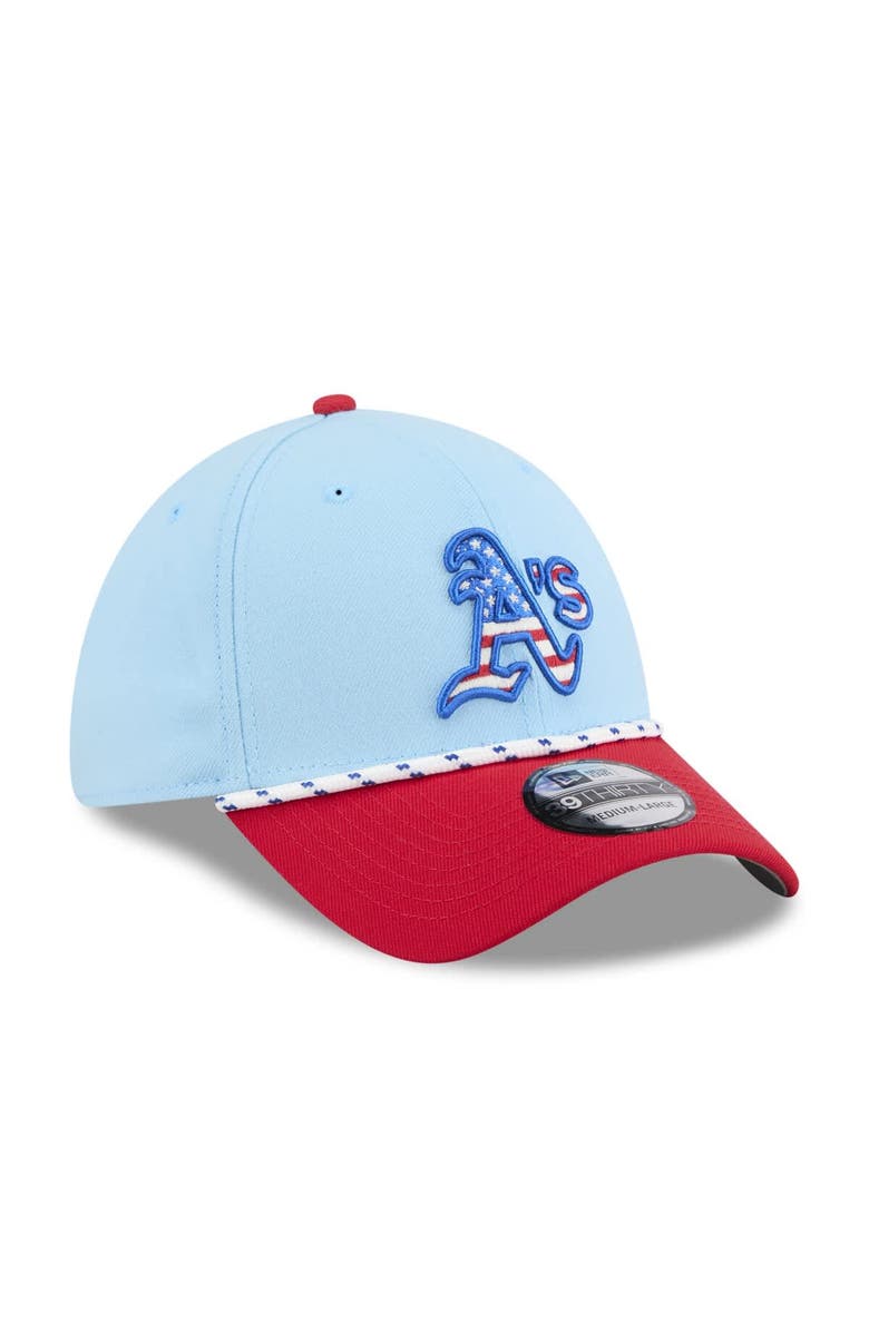 New Era Men's New Era Light Blue/Red Athletics 2025 Fourth of July 39THIRTY Flex Hat, Alternate, color, Light Blue