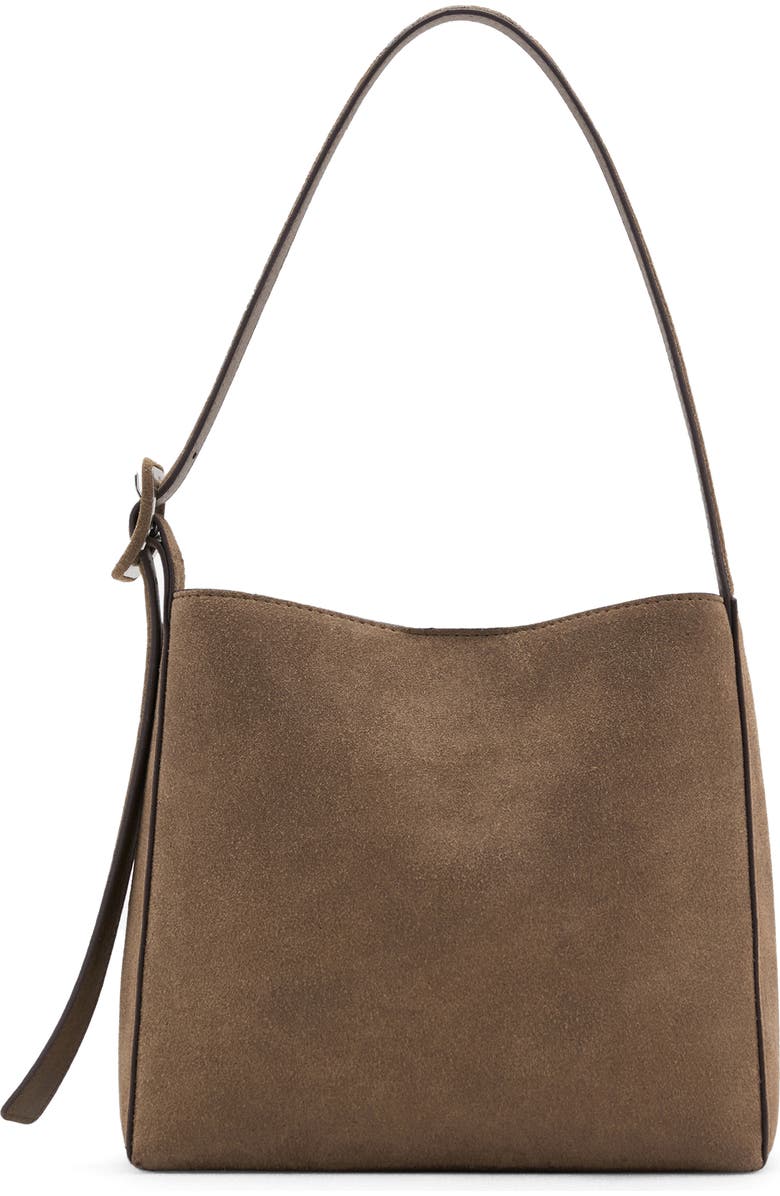 MANGO Suede Shopper Bag, Main, color, Khaki