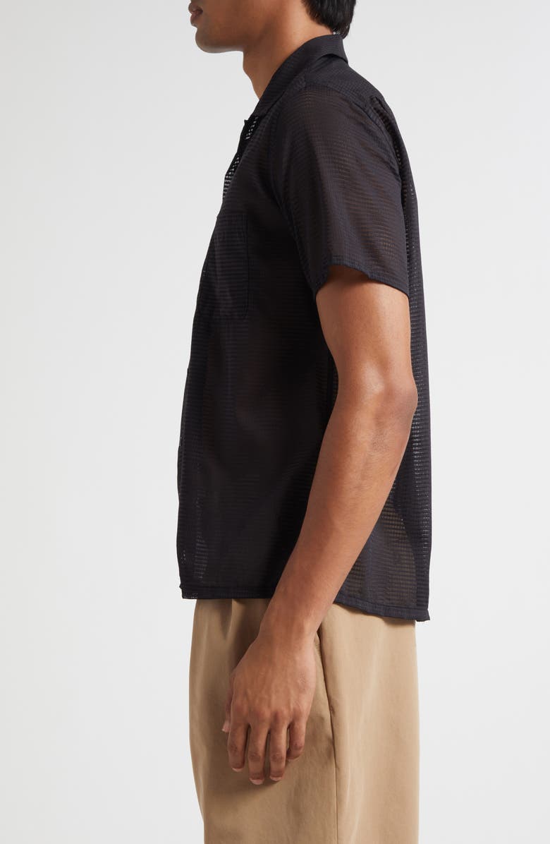 BEAMS Nylon Mesh Camp Shirt, Alternate, color, 19 Black