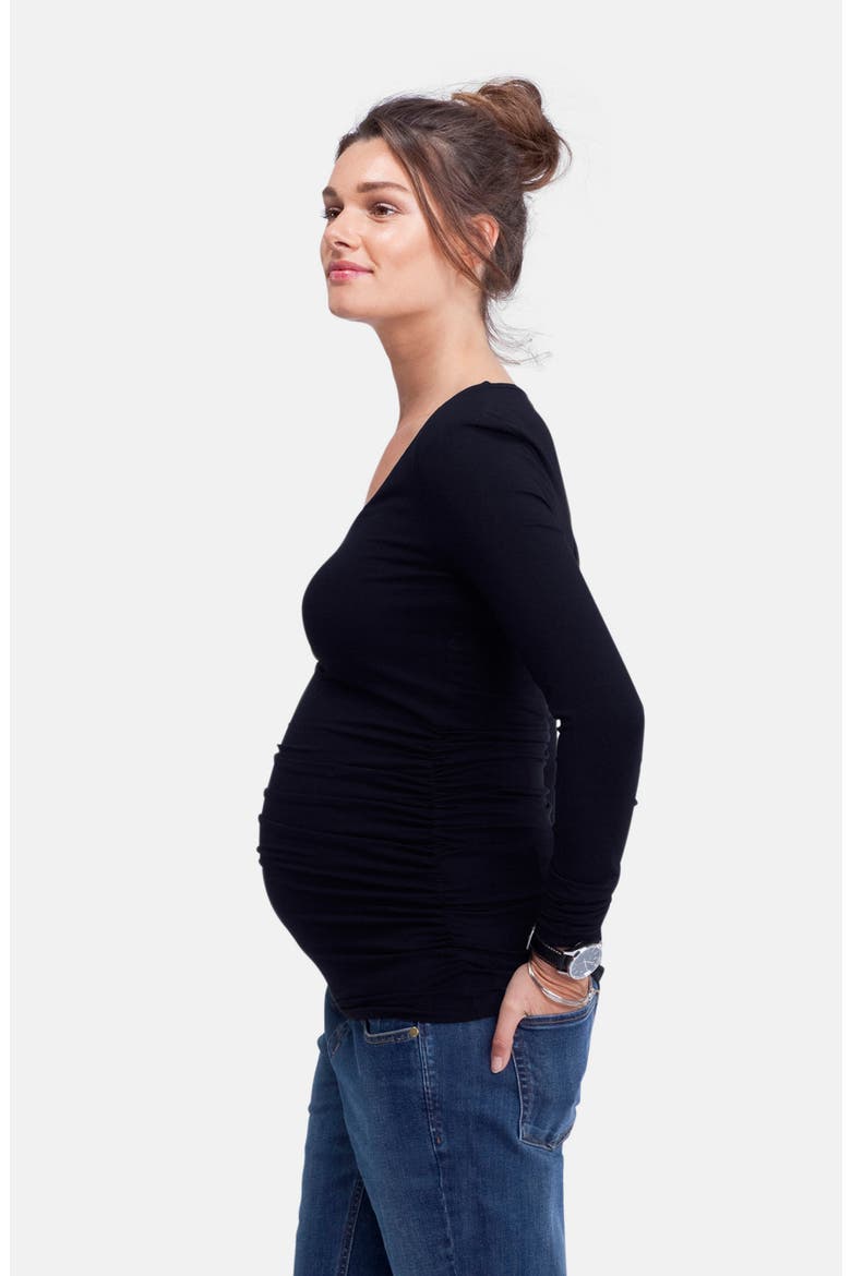 The Scoop Maternity Top, Alternate, color, BLACK