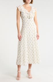 WAYF Ruffle Godet Midi Dress