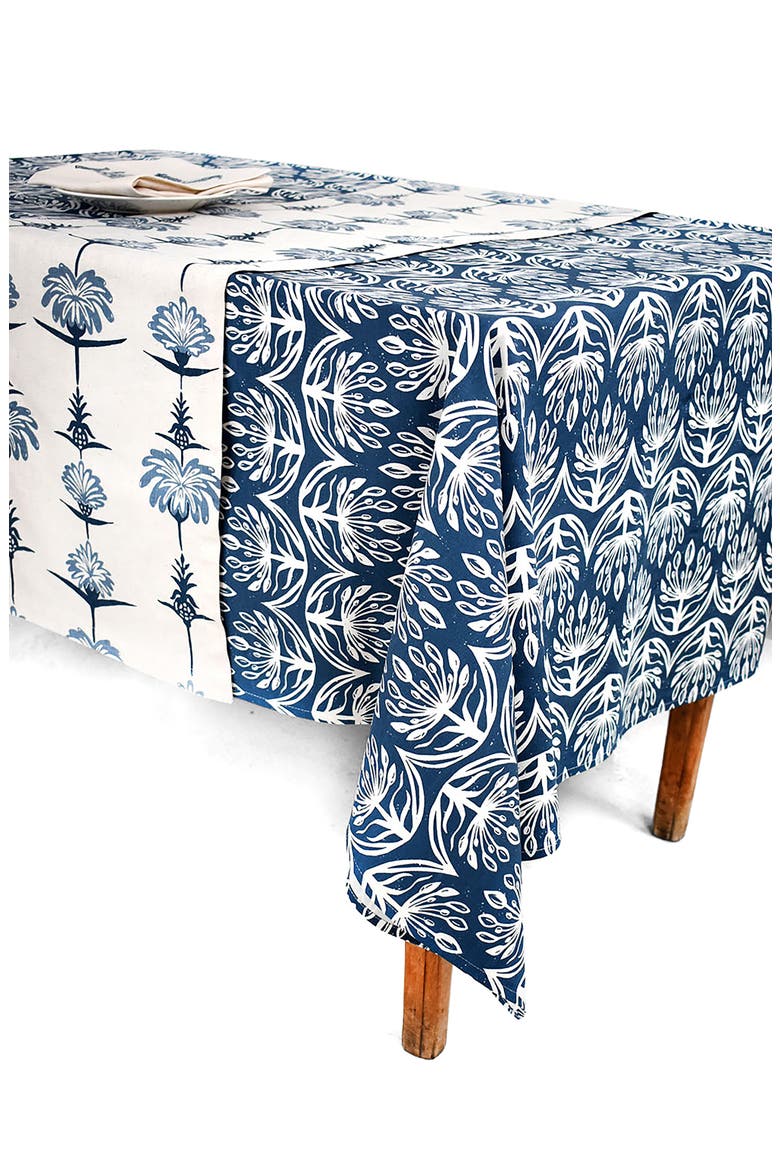 Botanical Tablecloth, Main, color, INDIGO