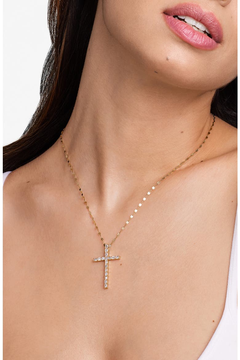14K Gold Diamond Cross Pendant, Alternate, color, YELLOW GOLD