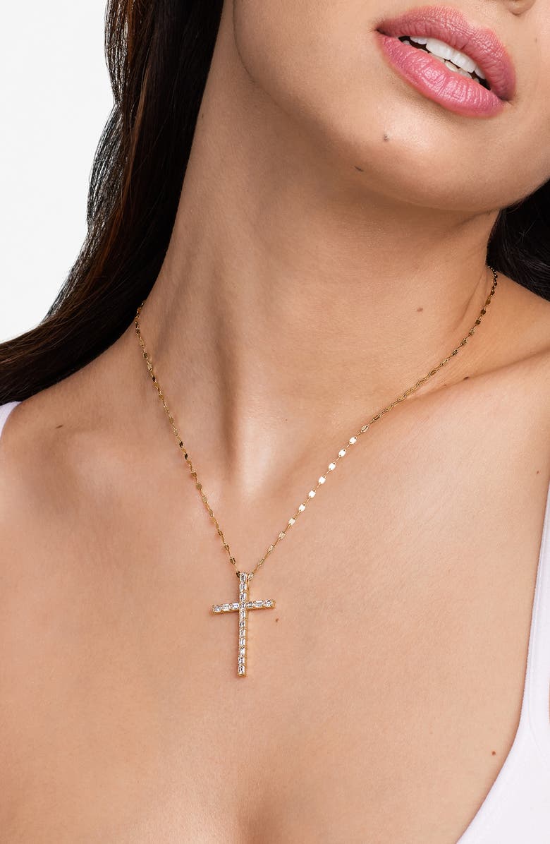 LANA 14K Gold Diamond Cross Pendant, Alternate, color, Yellow Gold
