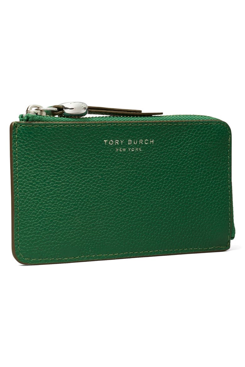 Romy Leather Zip Card Case, Alternate, color, DARK KALE