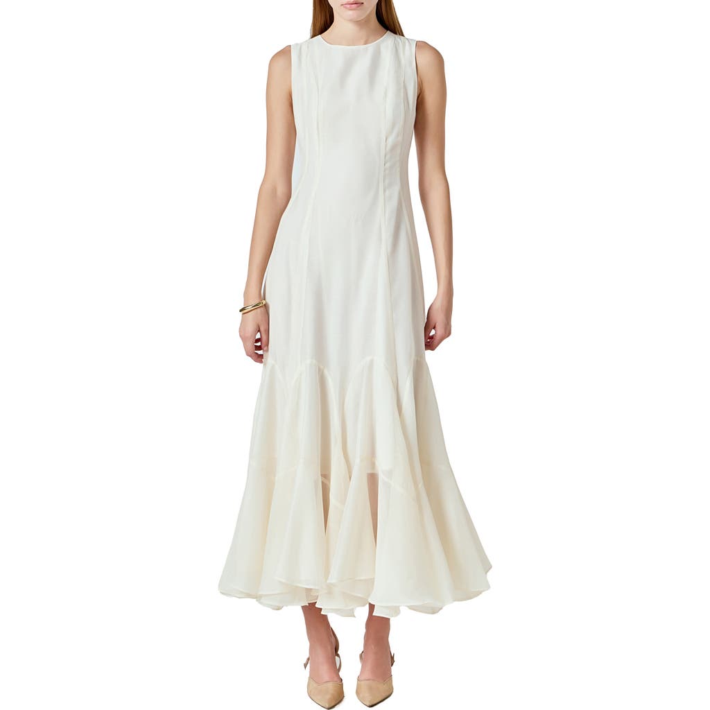 Endless Rose Godet Detail Maxi Dress In Neutral