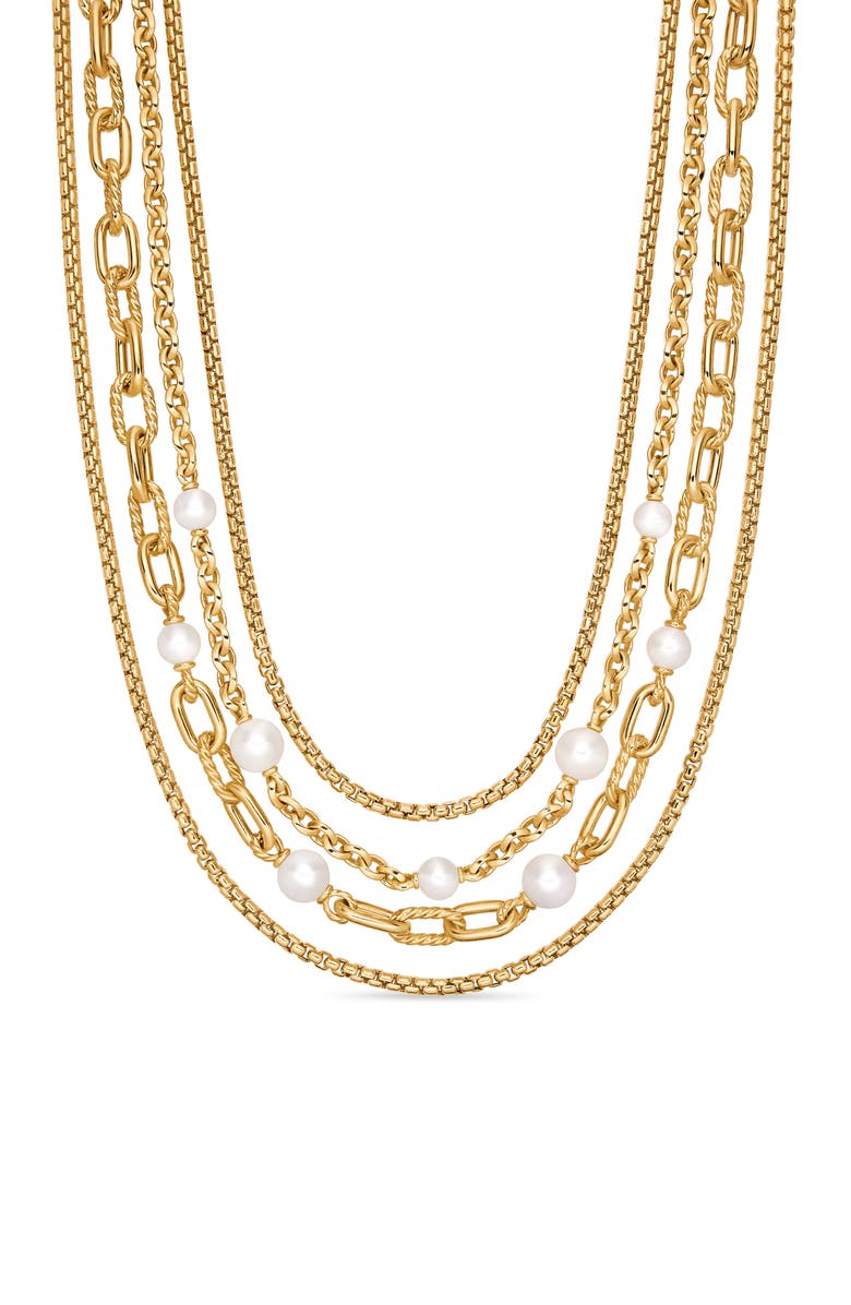 David Yurman DY Madison<sup>®</sup> Pearl Multi Row Chain Necklace in 18K Yellow Gold with Pearls, Main, color, 18K Yellow Gold