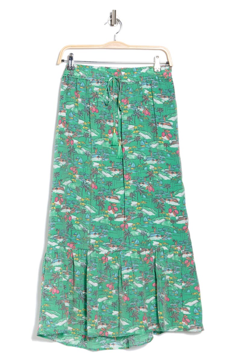 Nanette Lepore Printed Flounce Midi Skirt, Alternate, color, Green