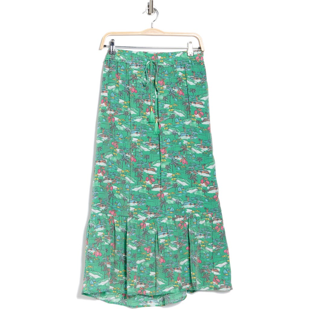 Nanette Lepore Printed Flounce Midi Skirt In Green