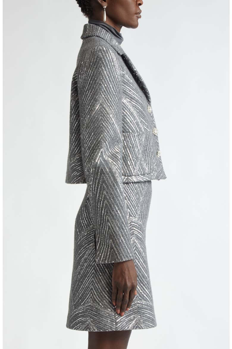 Sequin Chevron Embellished Jacket, Alternate, color, GREY MELANGE/ SILVER