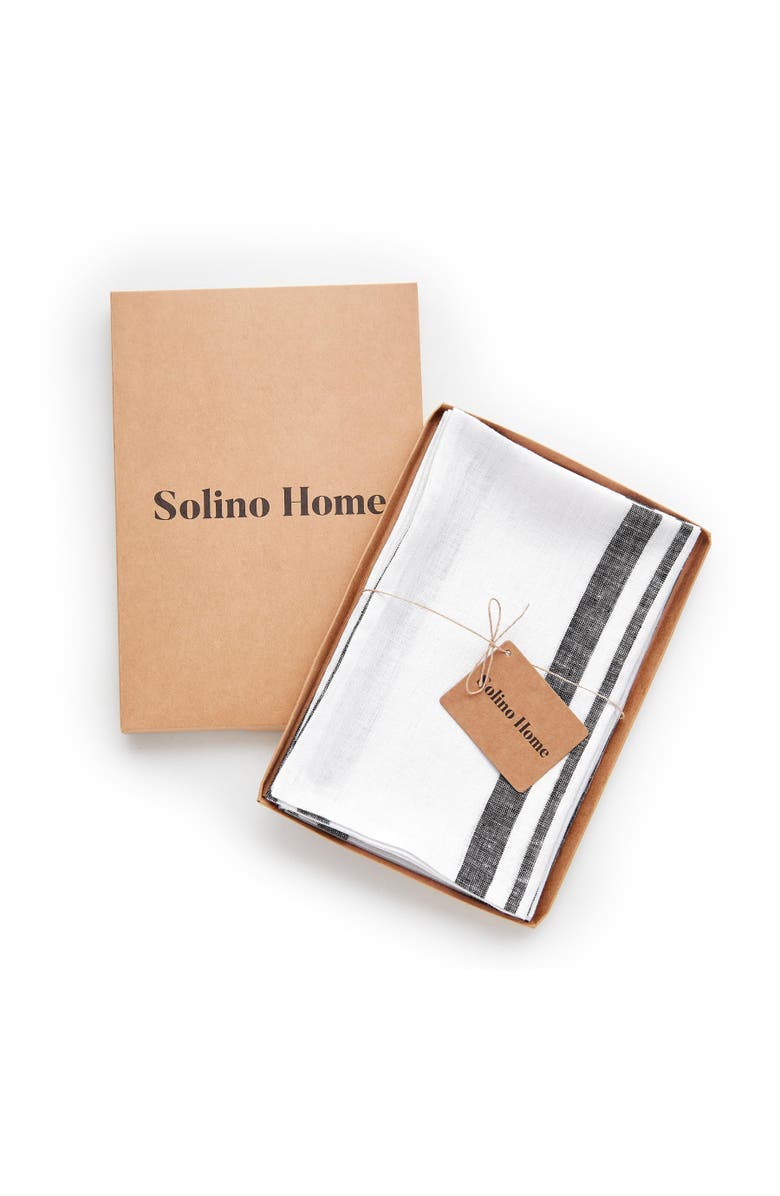 Solino Home Linen Dinner Napkins - French Stripe, 20" x 20" Inch, Alternate, color, Black And White
