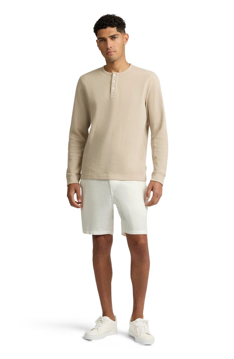 Onia Heavyweight Cotton Waffle Henley Sweatshirt, Main, color, Sand