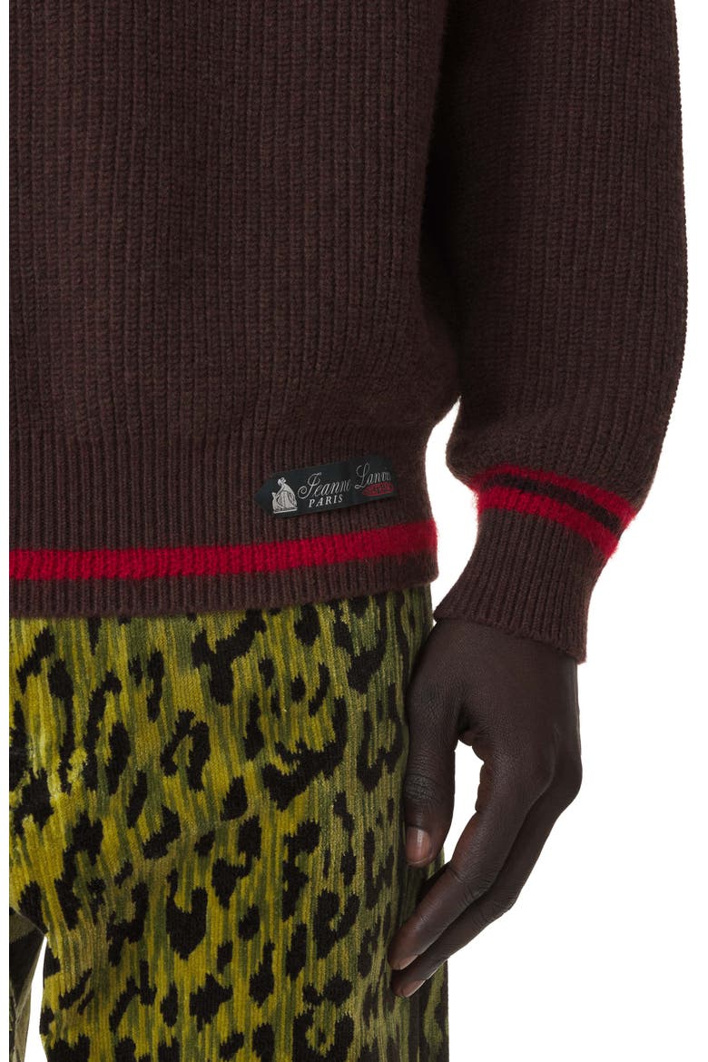 Striped Sweater In Wool And Cashmere, Alternate, color, Ebony