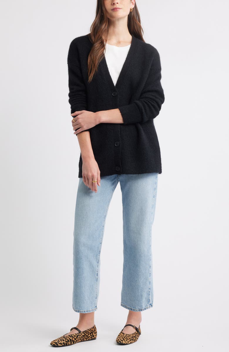 Caslon<sup>®</sup> Alpaca Blend Cardigan, Alternate, color, Black