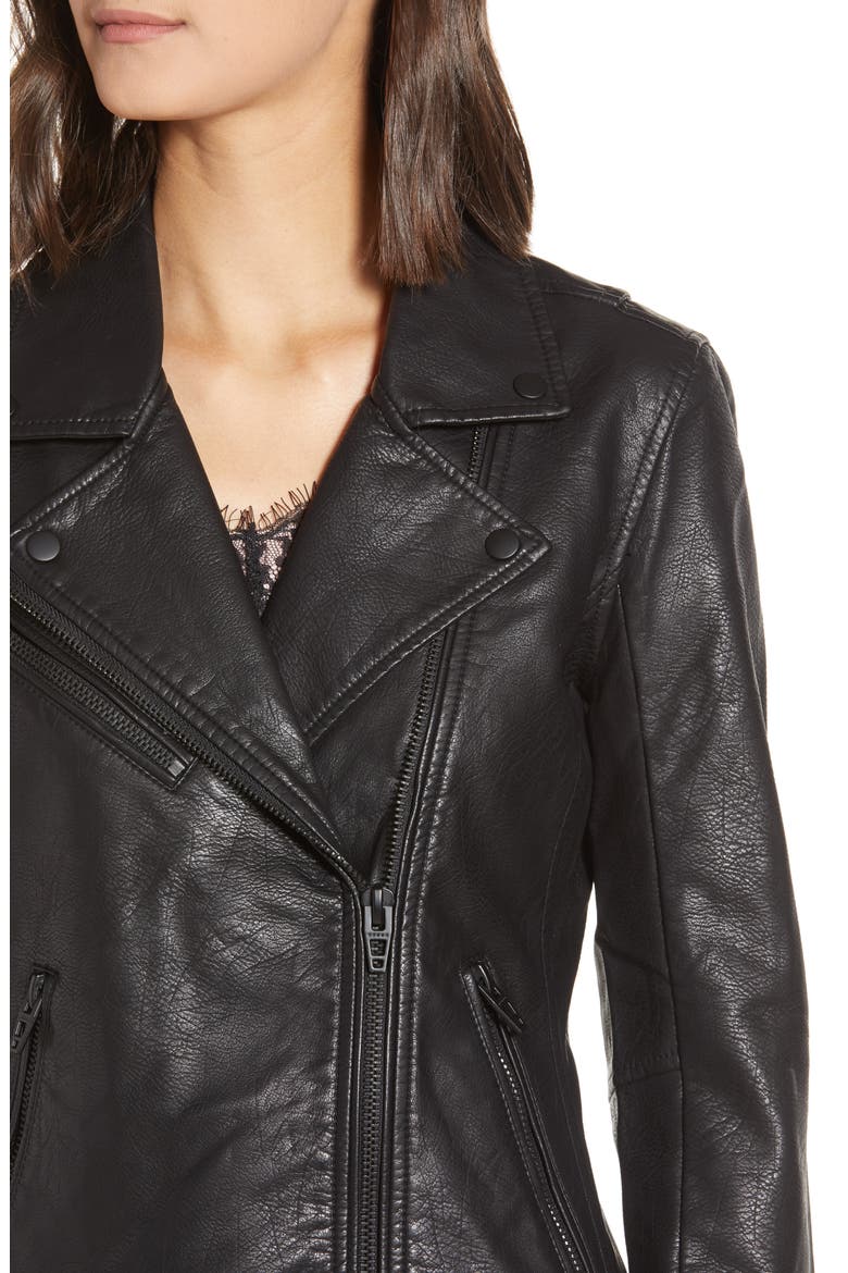 Faux Leather Moto Jacket, Alternate, color, ONYX