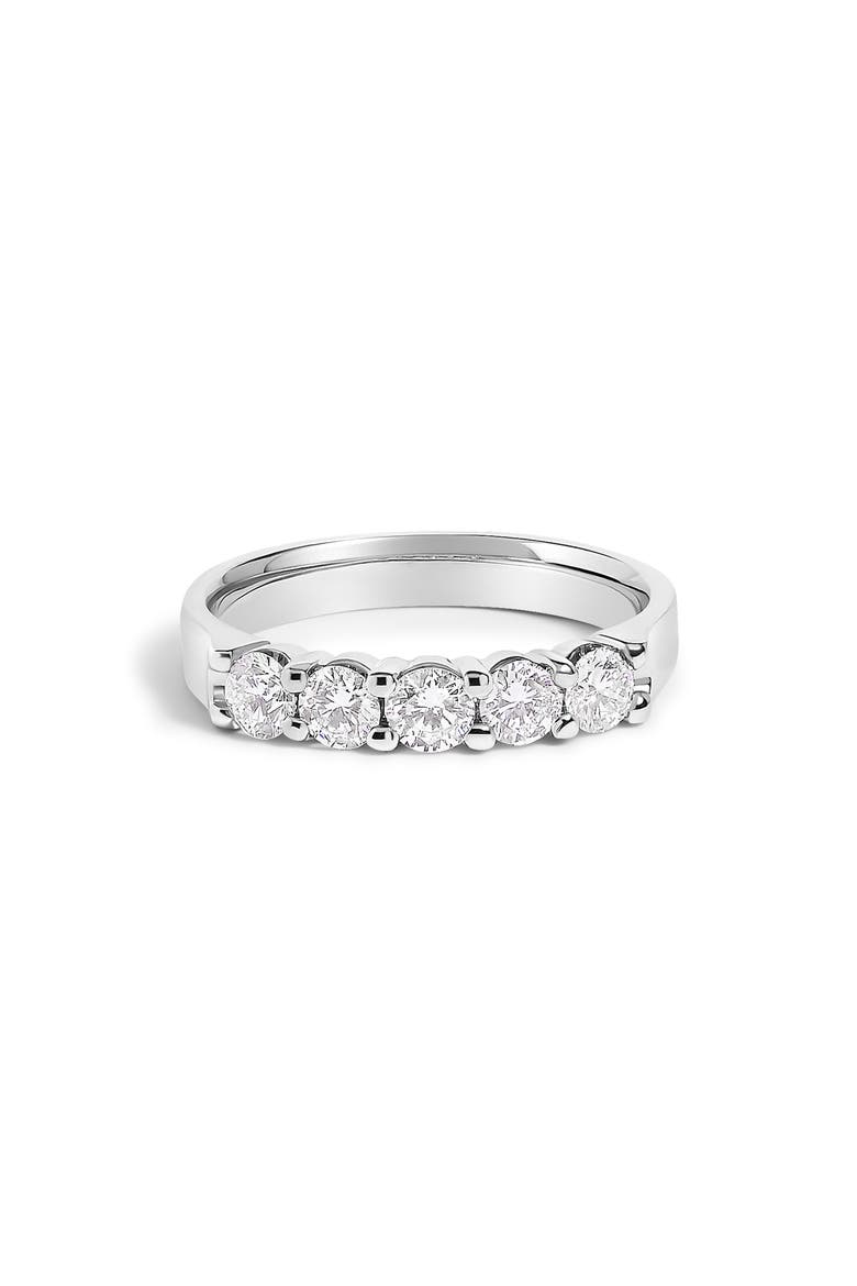 14K Gold 3/4 Ctw Diamond 5 Stone Band Ring, Main, color, White Gold