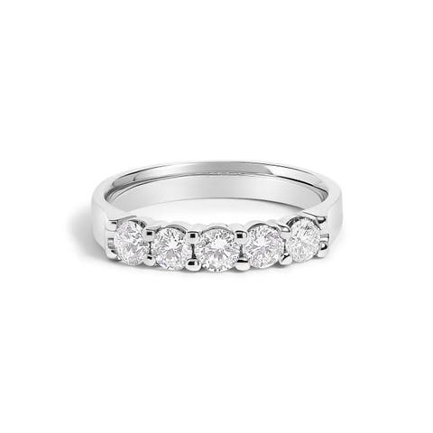 14K Gold 3/4 Ctw Diamond 5 Stone Band Ring