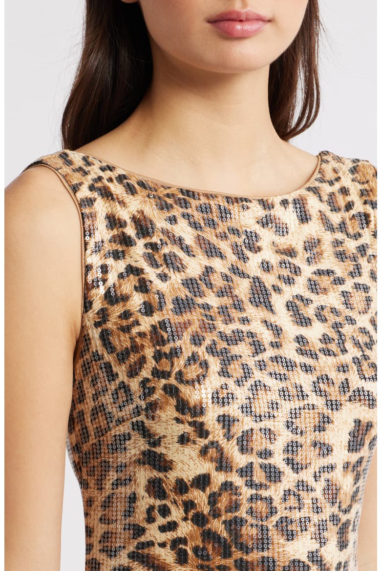 Cinematic Sequin Leopard Minidress, Alternate, color, BROWN