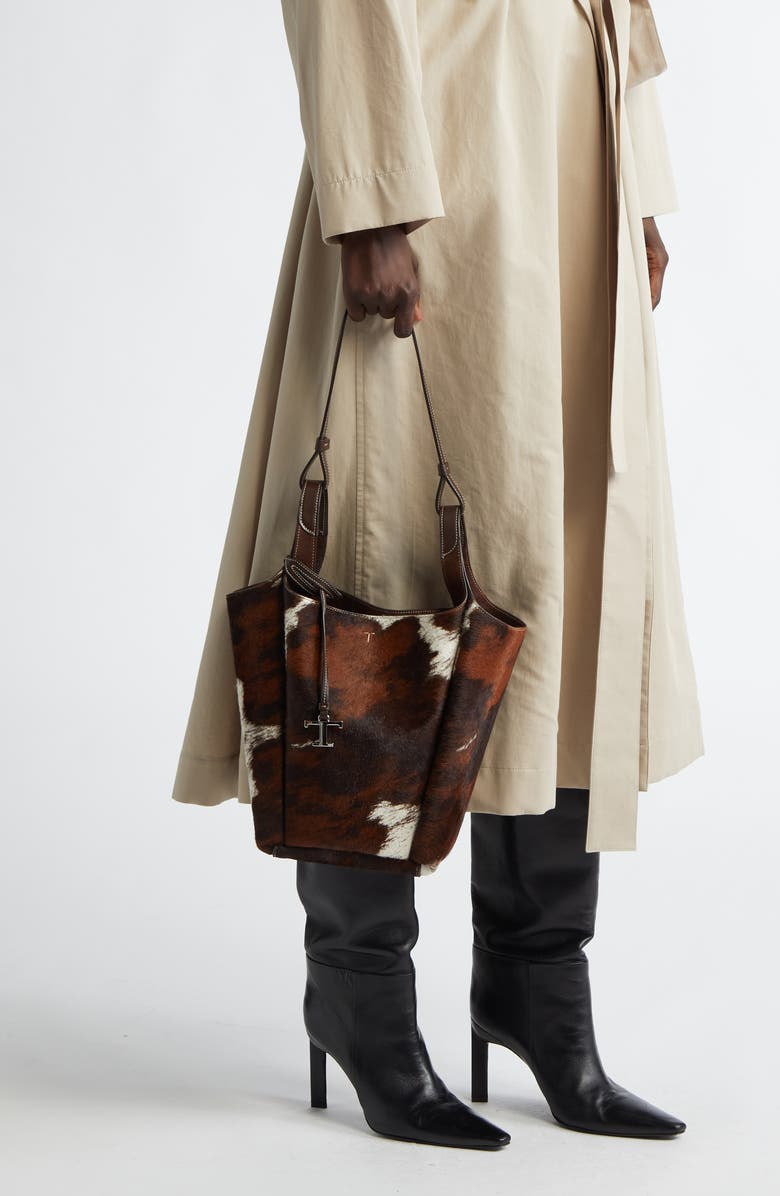 Tod's Small T-Timeless Genuine Calf Hair Bucket Bag, Alternate, color,