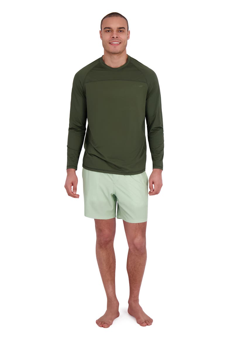 Textured Long Sleeve Rashguard, Alternate, color, KOMBU GREEN