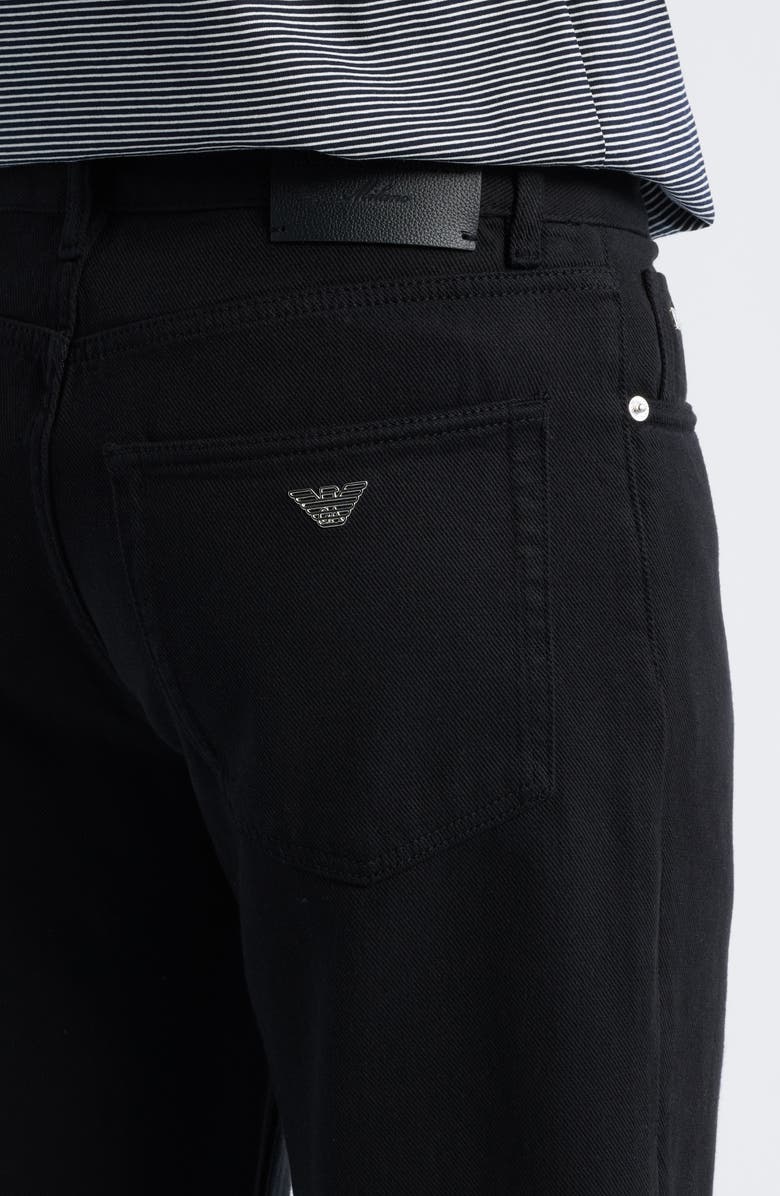 Emporio Armani Black Lyocell & Cotton Twill 5-Pocket Pants, Alternate, color, Black