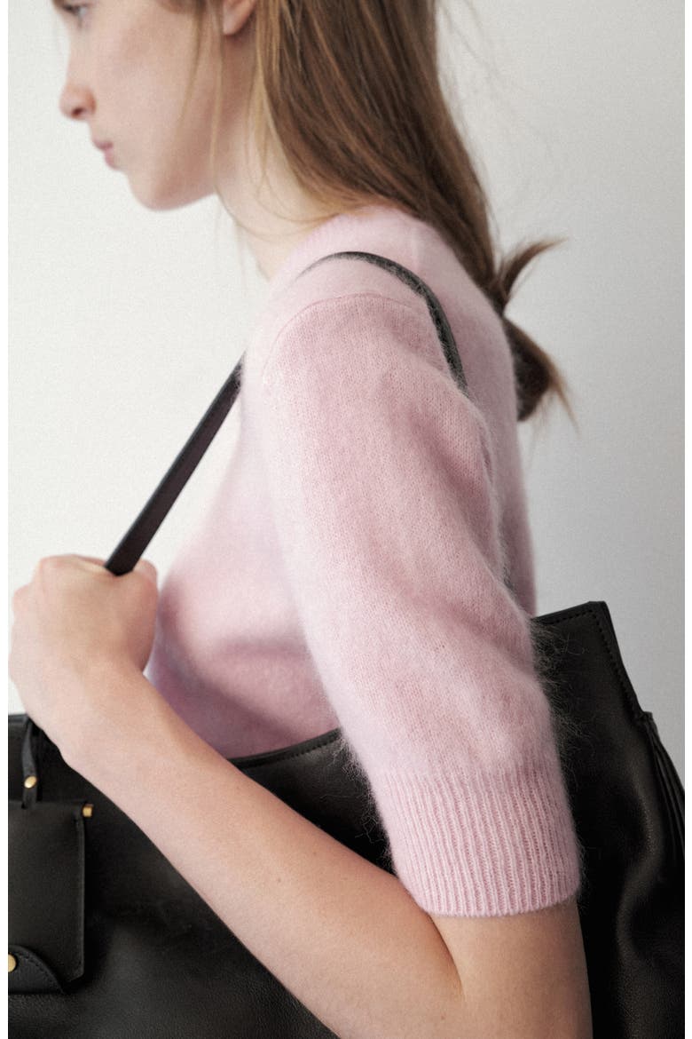 Wool Short Sleeved Sweater, Alternate, color, PASTEL PINK