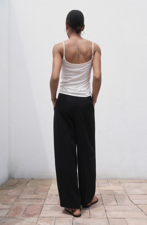 Mango Pleated Wide Leg Pants In Black