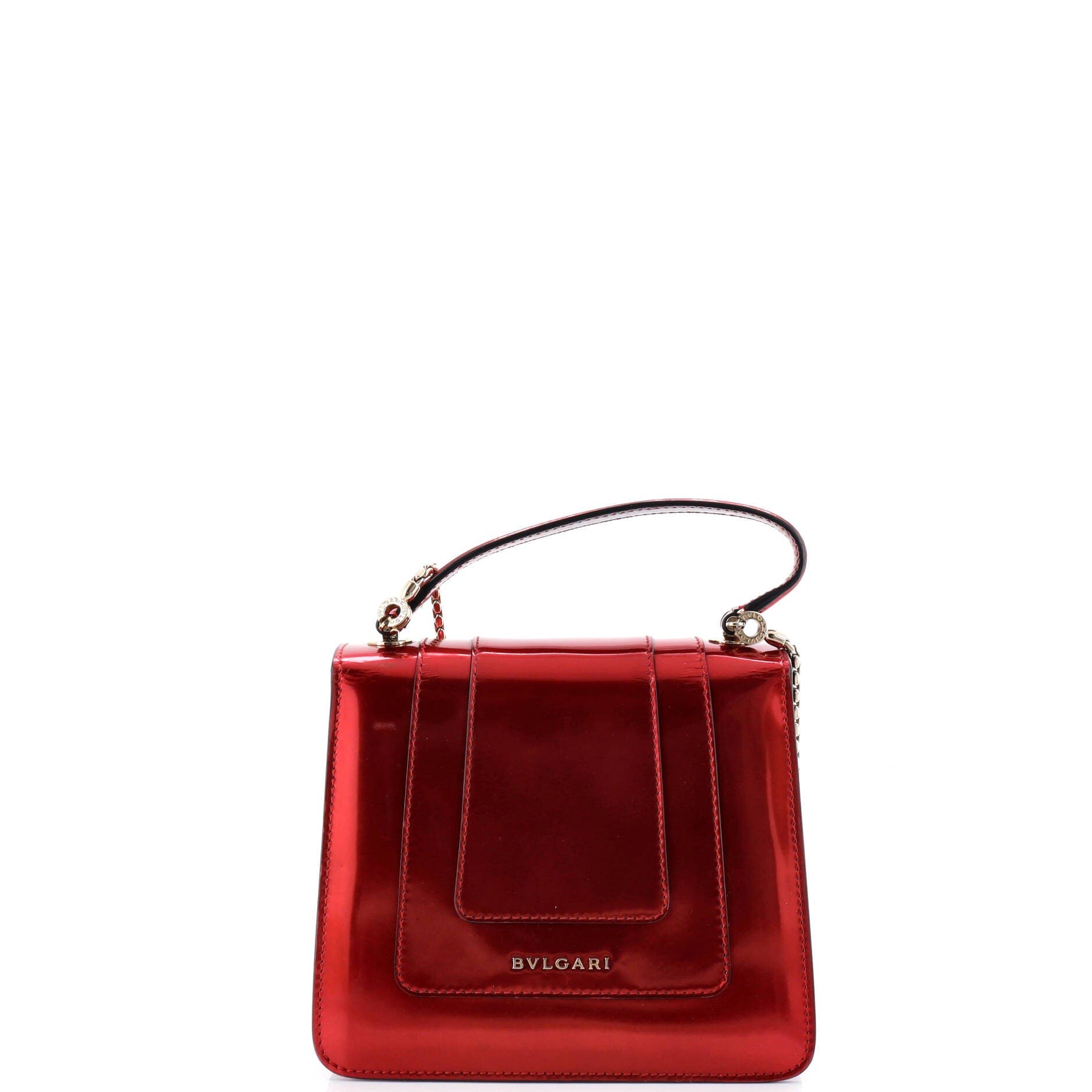 Serpenti Top Handle Bag Patent Small, Alternate, color, Red