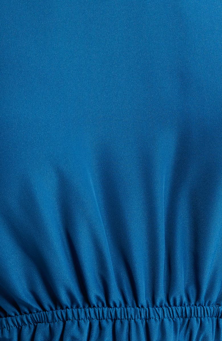 Eliza J Balloon Sleeve Crepe Fit & Flare Dress, Alternate, color, Teal